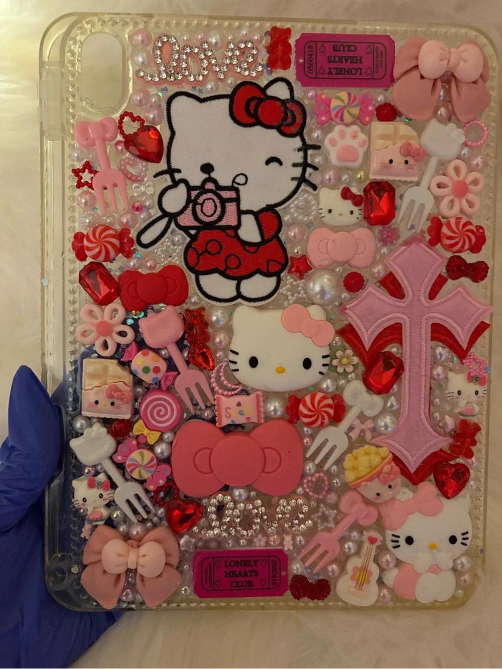Hello Kitty Pink Decorative Kids Tablet Case - Cute Bow & Charms